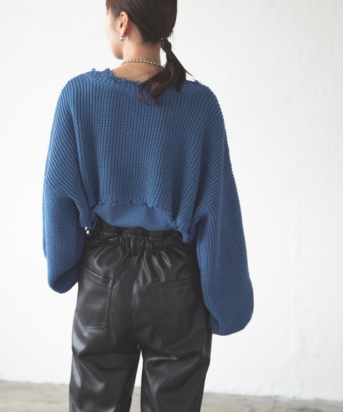 bohmal（ボマール）の「マルチウェイダメージニットカーデセット（ニット/セーター・レディース・ベージュ/コバルトブルー/ブラック・FREE）」の6枚目の写真