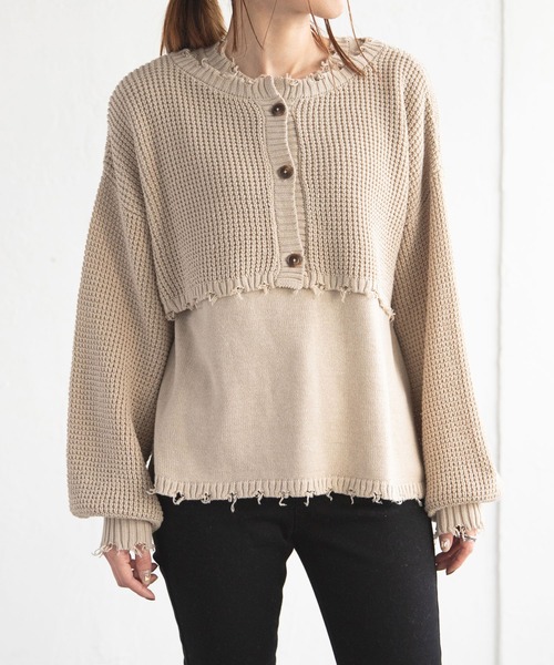 bohmal（ボマール）の「マルチウェイダメージニットカーデセット（ニット/セーター・レディース・ベージュ/コバルトブルー/ブラック・FREE）」の9枚目の写真