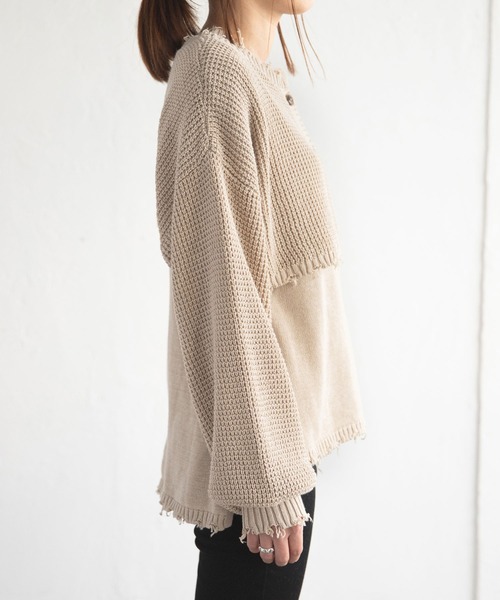 bohmal（ボマール）の「マルチウェイダメージニットカーデセット（ニット/セーター・レディース・ベージュ/コバルトブルー/ブラック・FREE）」の11枚目の写真