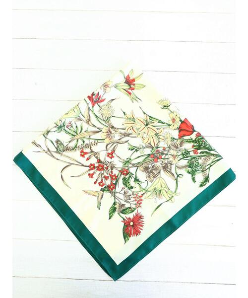 Green　Parks（グリーンパークス）の「フラワー柄スカーフ＊（ストール/ショール・レディース・ライム/ネイビー/グリーン・FREE）」の6枚目の写真