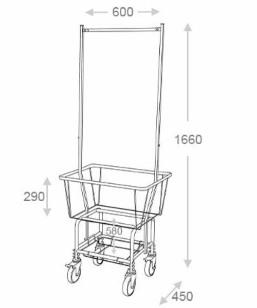 DULTON（ダルトン）の「LAUNDRY CART WITH POLE RACK/ランドリーカート