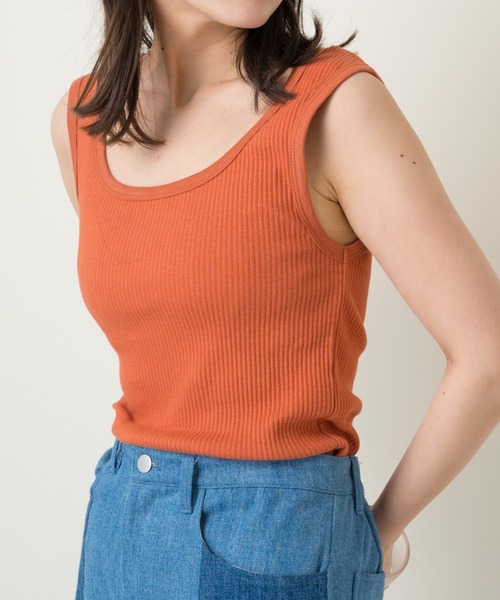 Kastane（カスタネ）の「パイピングスクエアタンク（タンクトップ・レディース・アイボリー/グリーン/オレンジ/ピンク/オフホワイト・FREE）」の5枚目の写真