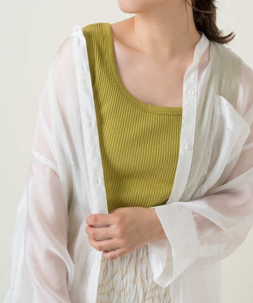 Kastane（カスタネ）の「パイピングスクエアタンク（タンクトップ・レディース・アイボリー/グリーン/オレンジ/ピンク/オフホワイト・FREE）」の3枚目の写真