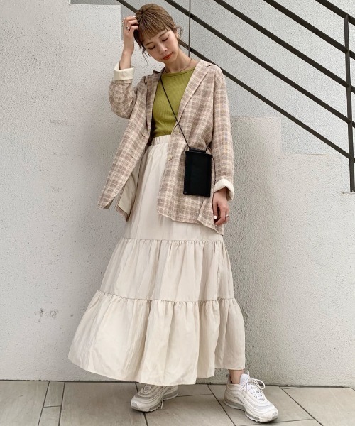 Kastane（カスタネ）の「パイピングスクエアタンク（タンクトップ・レディース・アイボリー/グリーン/オレンジ/ピンク/オフホワイト・FREE）」の14枚目の写真