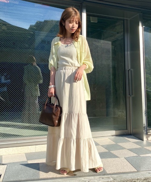 Kastane（カスタネ）の「パイピングスクエアタンク（タンクトップ・レディース・アイボリー/グリーン/オレンジ/ピンク/オフホワイト・FREE）」の9枚目の写真