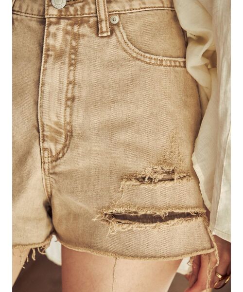 EVRIS（エヴリス）の「HEMハイダメージデニムショートパンツ（デニムパンツ・レディース・ホワイト/ブラック/ベージュ・SMALL/MEDIUM）」の10枚目の写真