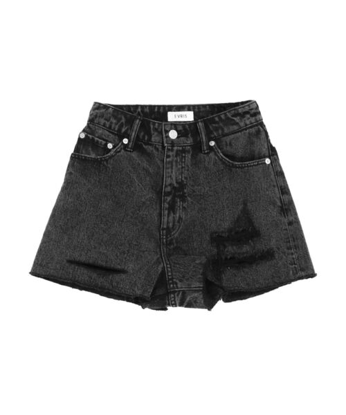 EVRIS（エヴリス）の「HEMハイダメージデニムショートパンツ（デニムパンツ・レディース・ホワイト/ブラック/ベージュ・SMALL/MEDIUM）」の9枚目の写真