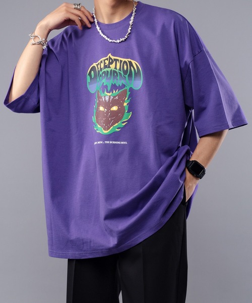 kutir（クティール）の「ロックキャットTシャツ（Tシャツ/カットソー・メンズ・ホワイト/チャコールグレー/イエロー/ラベンダー・MEDIUM/LARGE）」の3枚目の写真