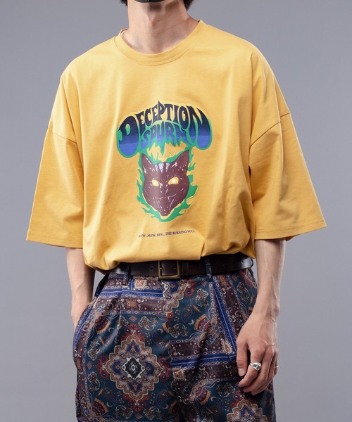 kutir（クティール）の「ロックキャットTシャツ（Tシャツ/カットソー・メンズ・ホワイト/チャコールグレー/イエロー/ラベンダー・MEDIUM/LARGE）」の4枚目の写真