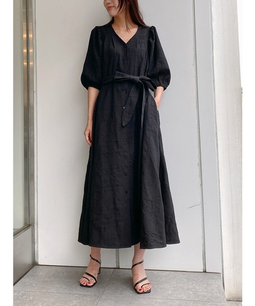 Vicente（ヴィセンテ）の「Puffsleeve maxi onepiece（ワンピース・レディース・ブラック/オフホワイト・FREE）」の16枚目の写真