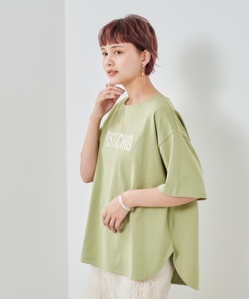 e.r.g*（イーアールジー）の「ラテカラー　ラウンドロゴＴｅｅ（Tシャツ/カットソー・レディース・ブラック/ブラウン/オフホワイト/カーキ/イエロー・M）」の4枚目の写真