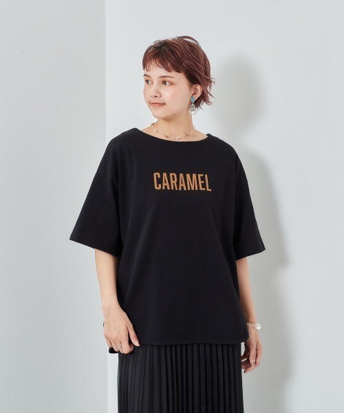 e.r.g*（イーアールジー）の「ラテカラー　ラウンドロゴＴｅｅ（Tシャツ/カットソー・レディース・ブラック/ブラウン/オフホワイト/カーキ/イエロー・M）」の15枚目の写真