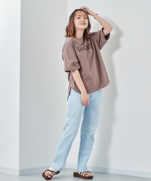 e.r.g*（イーアールジー）の「ラテカラー　ラウンドロゴＴｅｅ（Tシャツ/カットソー・レディース・ブラック/ブラウン/オフホワイト/カーキ/イエロー・M）」の18枚目の写真