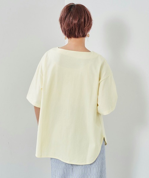e.r.g*（イーアールジー）の「ラテカラー　ラウンドロゴＴｅｅ（Tシャツ/カットソー・レディース・ブラック/ブラウン/オフホワイト/カーキ/イエロー・M）」の6枚目の写真