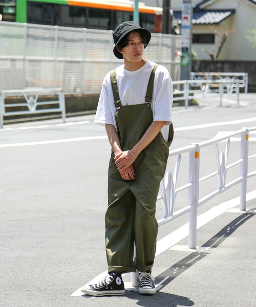 Blue Standard （ブルースタンダード）の「【BLUE STANDARD】ビッグシルエット　ツイルオーバーオール（サロペット/オーバーオール・メンズ・ブラック/カーキ/ブルー/ベージュ/オフホワイト・MEDIUM/LARGE）」の4枚目の写真