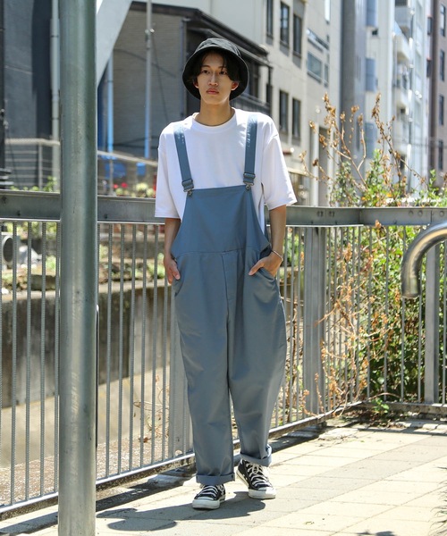 Blue Standard （ブルースタンダード）の「【BLUE STANDARD】ビッグシルエット　ツイルオーバーオール（サロペット/オーバーオール・メンズ・ブラック/カーキ/ブルー/ベージュ/オフホワイト・MEDIUM/LARGE）」の5枚目の写真