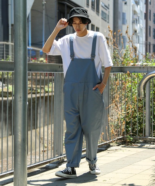 Blue Standard （ブルースタンダード）の「【BLUE STANDARD】ビッグシルエット　ツイルオーバーオール（サロペット/オーバーオール・メンズ・ブラック/カーキ/ブルー/ベージュ/オフホワイト・MEDIUM/LARGE）」の20枚目の写真