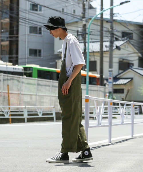 Blue Standard （ブルースタンダード）の「【BLUE STANDARD】ビッグシルエット　ツイルオーバーオール（サロペット/オーバーオール・メンズ・ブラック/カーキ/ブルー/ベージュ/オフホワイト・MEDIUM/LARGE）」の18枚目の写真