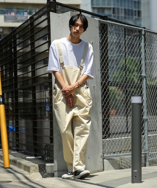 Blue Standard （ブルースタンダード）の「【BLUE STANDARD】ビッグシルエット　ツイルオーバーオール（サロペット/オーバーオール・メンズ・ブラック/カーキ/ブルー/ベージュ/オフホワイト・MEDIUM/LARGE）」の8枚目の写真