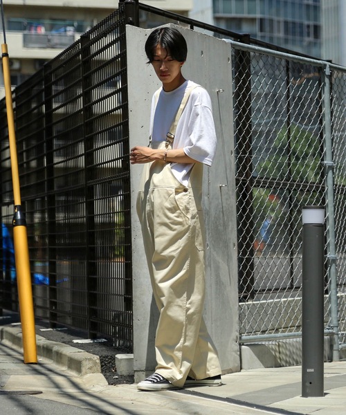 Blue Standard （ブルースタンダード）の「【BLUE STANDARD】ビッグシルエット　ツイルオーバーオール（サロペット/オーバーオール・メンズ・ブラック/カーキ/ブルー/ベージュ/オフホワイト・MEDIUM/LARGE）」の9枚目の写真