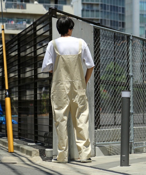 Blue Standard （ブルースタンダード）の「【BLUE STANDARD】ビッグシルエット　ツイルオーバーオール（サロペット/オーバーオール・メンズ・ブラック/カーキ/ブルー/ベージュ/オフホワイト・MEDIUM/LARGE）」の10枚目の写真