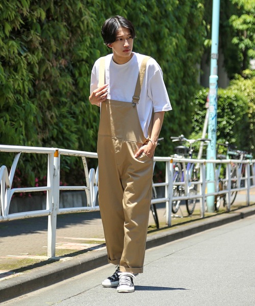 Blue Standard （ブルースタンダード）の「【BLUE STANDARD】ビッグシルエット　ツイルオーバーオール（サロペット/オーバーオール・メンズ・ブラック/カーキ/ブルー/ベージュ/オフホワイト・MEDIUM/LARGE）」の14枚目の写真