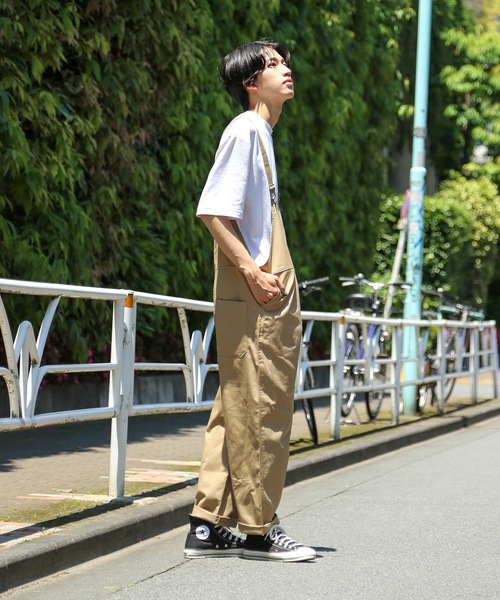 Blue Standard （ブルースタンダード）の「【BLUE STANDARD】ビッグシルエット　ツイルオーバーオール（サロペット/オーバーオール・メンズ・ブラック/カーキ/ブルー/ベージュ/オフホワイト・MEDIUM/LARGE）」の15枚目の写真