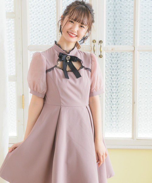 ROJITA（ロジータ）の「デコルテ開きスタンドカラーワンピース