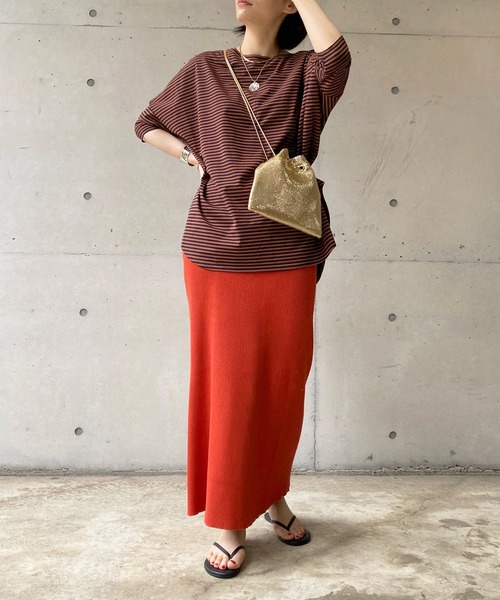 DouDou（ドゥドゥ）の「ボーダーポンチョ（Tシャツ/カットソー・レディース・ネイビー/オフホワイト・FREE）」の12枚目の写真