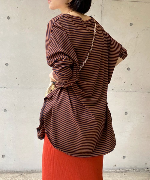 DouDou（ドゥドゥ）の「ボーダーポンチョ（Tシャツ/カットソー・レディース・ネイビー/オフホワイト・FREE）」の16枚目の写真