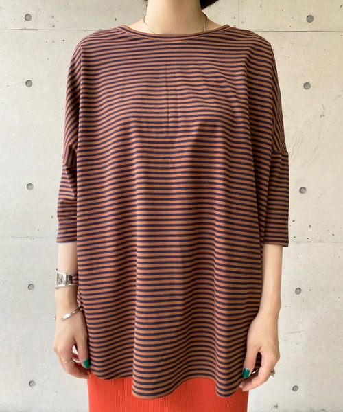 DouDou（ドゥドゥ）の「ボーダーポンチョ（Tシャツ/カットソー・レディース・ネイビー/オフホワイト・FREE）」の18枚目の写真