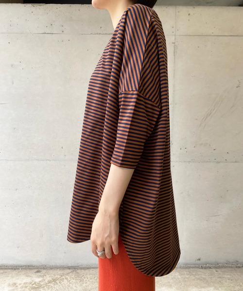 DouDou（ドゥドゥ）の「ボーダーポンチョ（Tシャツ/カットソー・レディース・ネイビー/オフホワイト・FREE）」の19枚目の写真