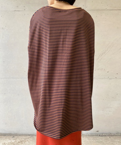 DouDou（ドゥドゥ）の「ボーダーポンチョ（Tシャツ/カットソー・レディース・ネイビー/オフホワイト・FREE）」の20枚目の写真