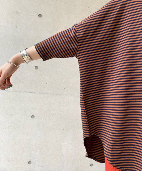 DouDou（ドゥドゥ）の「ボーダーポンチョ（Tシャツ/カットソー・レディース・ネイビー/オフホワイト・FREE）」の21枚目の写真