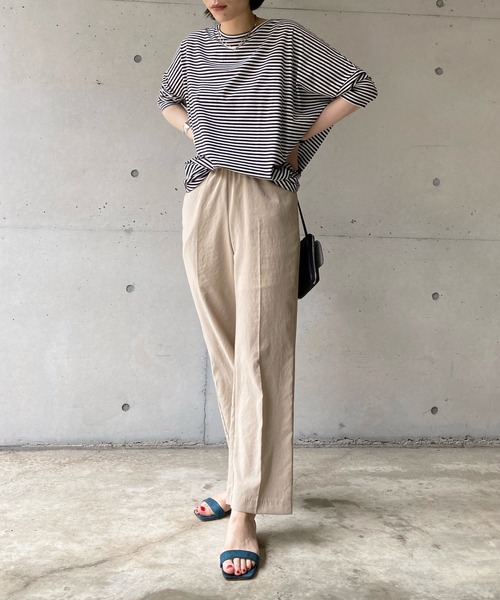 DouDou（ドゥドゥ）の「ボーダーポンチョ（Tシャツ/カットソー・レディース・ネイビー/オフホワイト・FREE）」の3枚目の写真