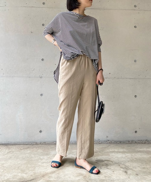 DouDou（ドゥドゥ）の「ボーダーポンチョ（Tシャツ/カットソー・レディース・ネイビー/オフホワイト・FREE）」の6枚目の写真