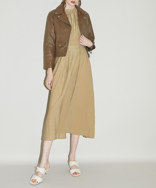 PUBLIC TOKYO（パブリックトウキョウ）の「シープレザーライダース（ライダースジャケット・レディース・ブラック/カーキ・1/2）」の13枚目の写真