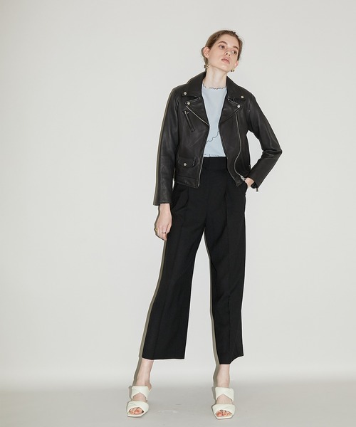 PUBLIC TOKYO（パブリックトウキョウ）の「シープレザーライダース（ライダースジャケット・レディース・ブラック/カーキ・1/2）」の4枚目の写真