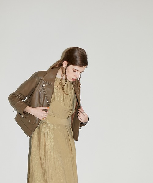 PUBLIC TOKYO（パブリックトウキョウ）の「シープレザーライダース（ライダースジャケット・レディース・ブラック/カーキ・1/2）」の10枚目の写真