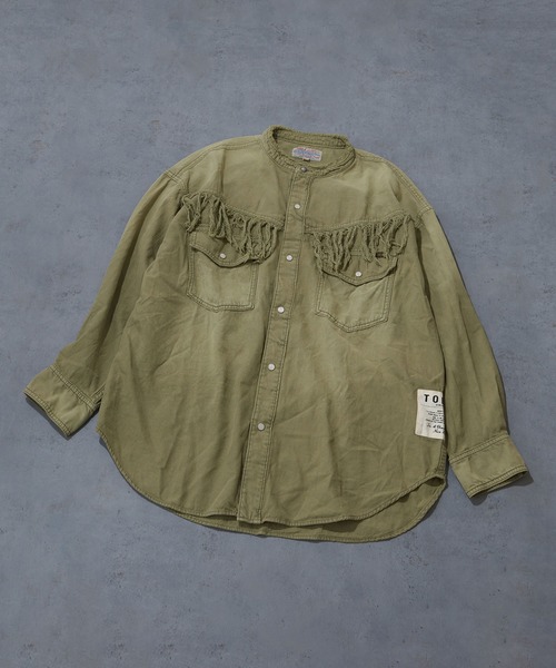 TOBILA（トビラ）の「スラブツイル フリンジ ウエスタンシャツ（シャツ/ブラウス・レディース・ベージュ/グリーン・M）」の10枚目の写真