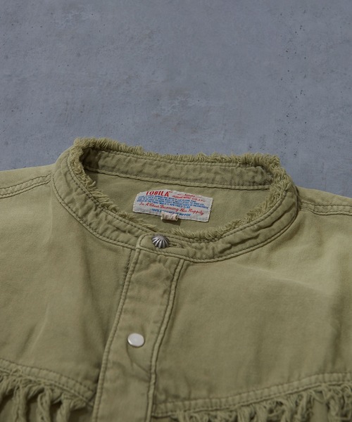 TOBILA（トビラ）の「スラブツイル フリンジ ウエスタンシャツ（シャツ/ブラウス・レディース・ベージュ/グリーン・M）」の11枚目の写真