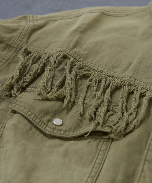 TOBILA（トビラ）の「スラブツイル フリンジ ウエスタンシャツ（シャツ/ブラウス・レディース・ベージュ/グリーン・M）」の13枚目の写真