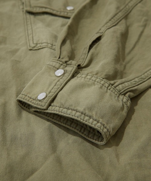 TOBILA（トビラ）の「スラブツイル フリンジ ウエスタンシャツ（シャツ/ブラウス・レディース・ベージュ/グリーン・M）」の15枚目の写真