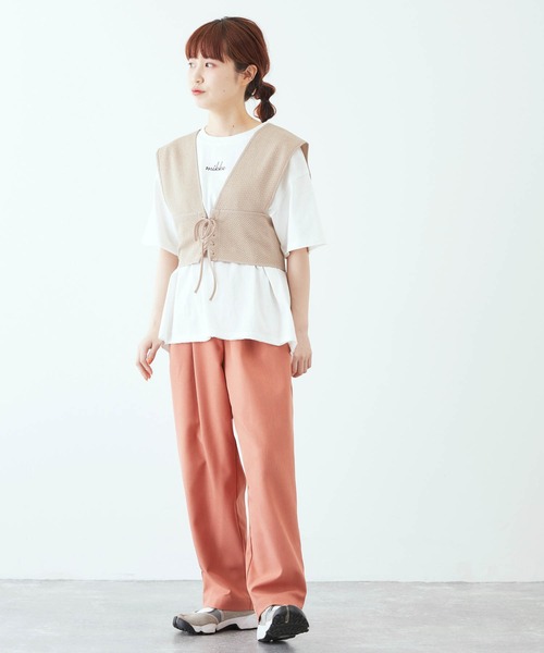 mikke（ミッケ）の「ヘリンボーンクロップドビスチェ/ベスト（ベスト・レディース・ブラック/ベージュ/ブラウン/カーキ・FREE）」の18枚目の写真