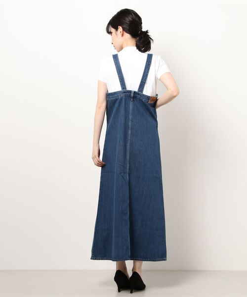 Lee（リー）の「【Lee】デニムサスペンダースカート（サロペット/オーバーオール・レディース・ダークインディゴブルー・S/M）」の3枚目の写真