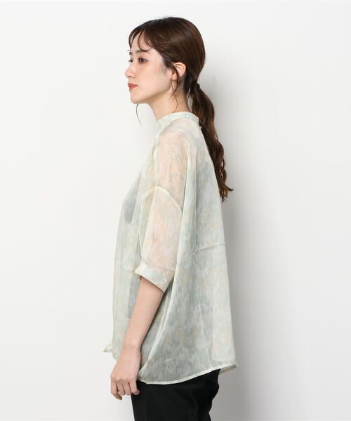 Wordtrobe(ワードトローブ)の「【wordtorobe】バンドカラーキーネックオーガンジーシアーブラウス(シャツ/ブラウス・レディース・ブルー/グリーン・FREE)」の20枚目の写真