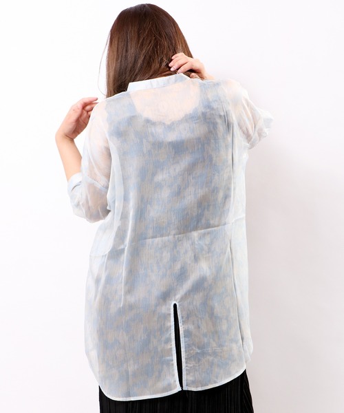 Wordtrobe(ワードトローブ)の「【wordtorobe】バンドカラーキーネックオーガンジーシアーブラウス(シャツ/ブラウス・レディース・ブルー/グリーン・FREE)」の18枚目の写真