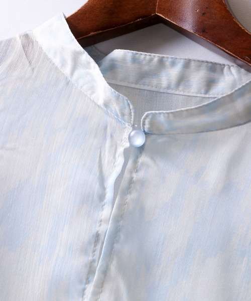 Wordtrobe(ワードトローブ)の「【wordtorobe】バンドカラーキーネックオーガンジーシアーブラウス(シャツ/ブラウス・レディース・ブルー/グリーン・FREE)」の15枚目の写真