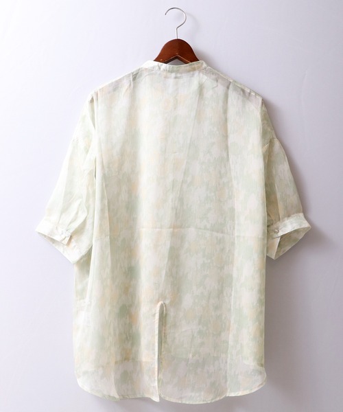 Wordtrobe(ワードトローブ)の「【wordtorobe】バンドカラーキーネックオーガンジーシアーブラウス(シャツ/ブラウス・レディース・ブルー/グリーン・FREE)」の4枚目の写真