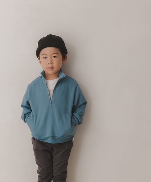 URBAN RESEARCH DOORS（アーバンリサーチドアーズ）の「ハーフジッププルオーバー(KIDS)（スウェット・キッズ・ブルー/アイボリー・120/105/135）」の4枚目の写真